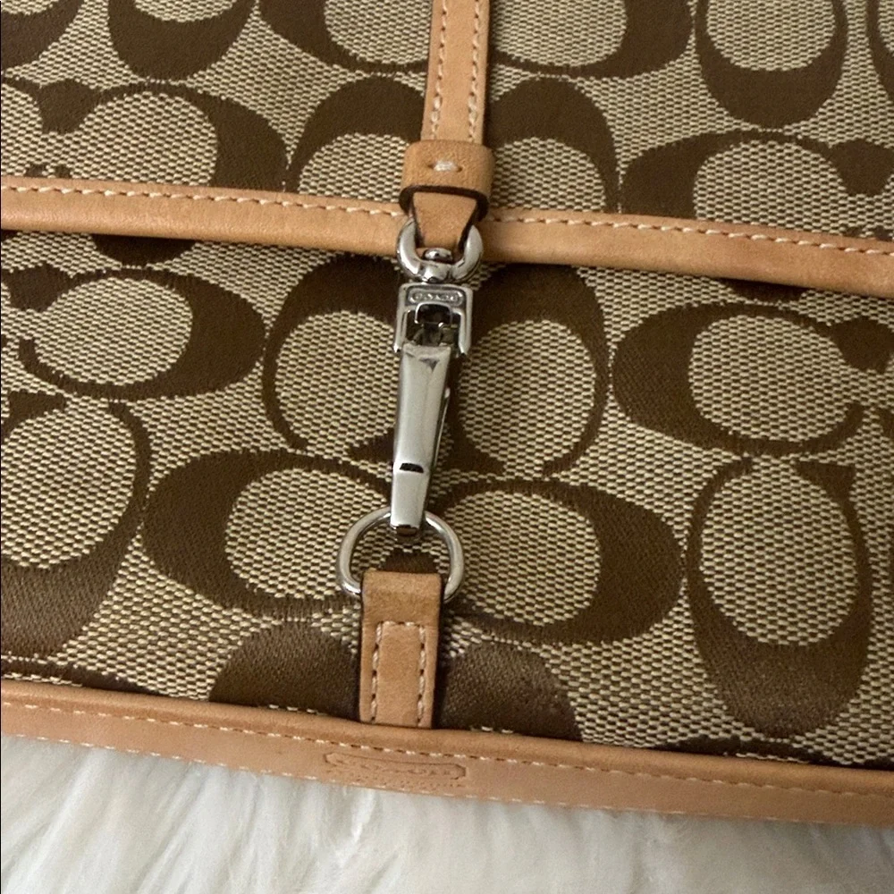 Coach Vintage Tan and Brown Signature Shoulder Bag # 6348